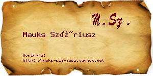 Mauks Szíriusz névjegykártya